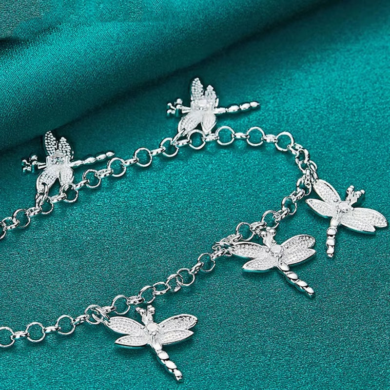 Hanging Five Dragonfly Coil Shrimp Buckle Bracelet For Women